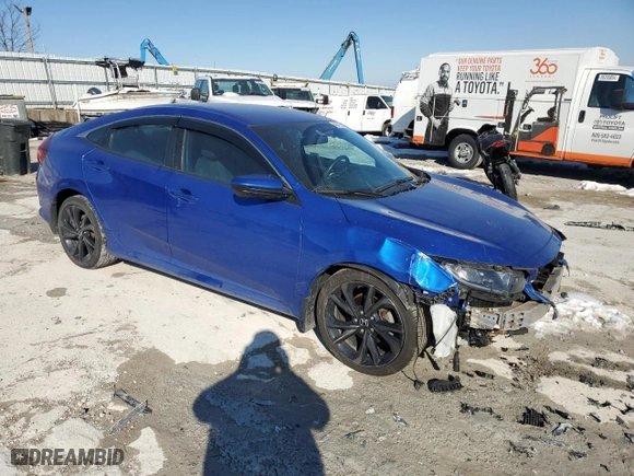 2019 Honda Civic Sedan Sport with VIN 19XFC2F84KE018814, listed as a Copart auction lot 42497335 with 45,565 mi miles and Salvage Title. Bid and sale history available at carsss.com. Image 4.