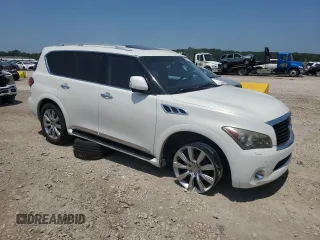 2012 Infiniti QX56 7-passenger with VIN JN8AZ2NE4C9019603, listed as a Copart auction lot 62738594 with 224,183 mi miles and Salvage Title. Bid and sale history available at carsss.com. Image 4.