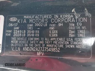 2018 Kia Soul with VIN KNDJN2A27J7549852, listed as a IAAI auction lot 41582249 with 90,527 mi miles. Bid and sale history available at carsss.com. Image 9.