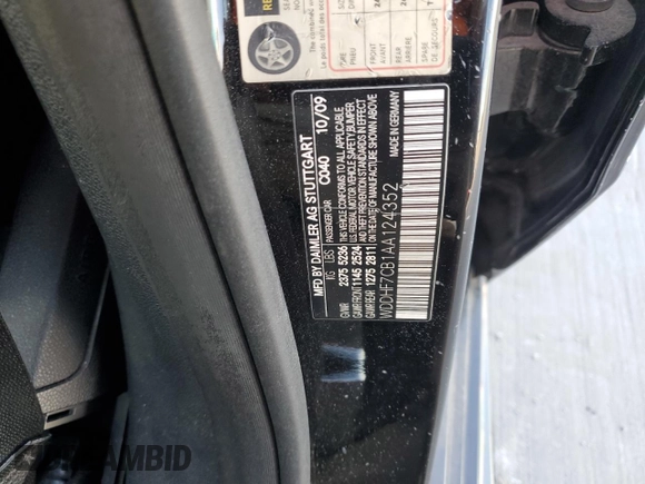 2010 Mercedes-Benz E 550 Luxury with VIN WDDHF7CB1AA124352, listed as a Copart auction lot 88605195 with 238,494 mi miles and Clean Title. Bid and sale history available at DreamBid. Image 12.