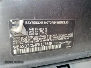 2015 BMW 3 Series 328d with VIN WBA3D3C54FK157549, listed as a Copart auction lot 73788404 with 179,488 mi miles and Salvage title. Bid and sale history available at DreamBid. Image 12.