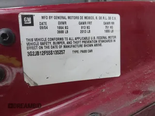2005 Pontiac Sunfire with VIN 3G2JB12F55S135257, listed as a IAAI auction lot 41420598 with 1 mi miles. Bid and sale history available at carsss.com. Image 9.