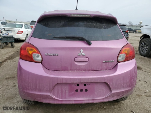 2015 Mitsubishi Mirage DE with VIN ML32A3HJ0FH038989, listed as a Copart auction lot 45387555 with 118908 miles and Salvage Title. Bid and sale history available at carsss.com. Image 6.