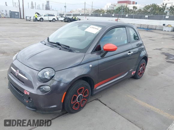 2017 FIAT 500e with VIN 3C3CFFGE1HT654296, listed as a IAAI auction lot 42085006 with 35,204 mi miles. Bid and sale history available at carsss.com. Image 2.