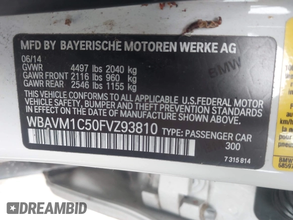 2015 BMW X1 sDrive28i z VIN WBAVM1C50FVZ93810, wystawiony jako IAAI lot #42475276 z przebiegiem 139 118 mil mil oraz . Historia ofert i sprzedaży dostępna na DreamBid. Obrazek 9.