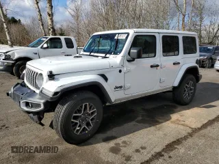 2025 Jeep Wrangler Sahara with VIN 1C4PJXENXSW506251, listed as a Copart auction lot 44613595 with 3,917 mi miles and Clean Title. Bid and sale history available at DreamBid. Image 1.