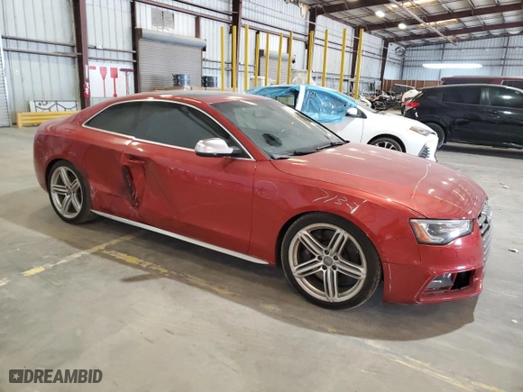 2013 Audi S5 Premium Plus with VIN WAUGGAFR2DA017479, listed as a Copart auction lot 54234015 with 137,237 mi miles and Salvage Title. Bid and sale history available at carsss.com. Image 4.