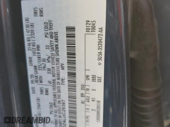 2020 Ford Escape Titanium Hybrid z VIN 1FMCU9DZ4LUC29367, wystawiony jako Copart lot #84709314 z przebiegiem Nie podano mil oraz Nie do naprawy • Non repairable. Historia ofert i sprzedaży dostępna na DreamBid. Obrazek 15.