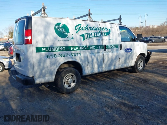 2018 Chevrolet Express Cargo Van with VIN 1GCWGAFG4J1338478, listed as a IAAI auction lot 41588218 with 88,990 mi miles. Bid and sale history available at carsss.com. Image 4.