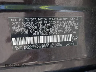 2012 Lexus IS 250 with VIN JTHCF5C22C5058607, listed as a IAAI auction lot 42055154 with 205,661 mi miles and . Bid and sale history available at DreamBid. Image 9.