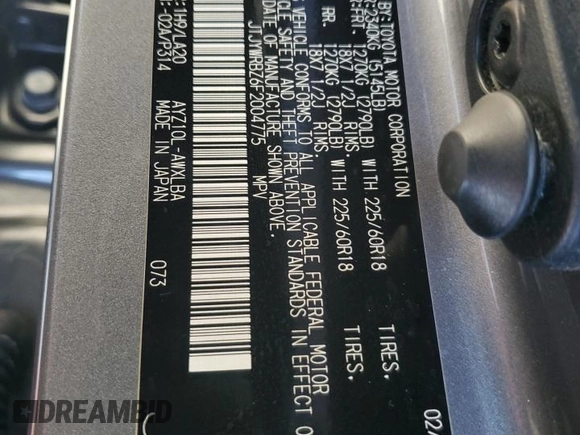 2015 Lexus NX 300h with VIN JTJYWRBZ6F2004775, listed as a Copart auction lot 44497085 with 174,940 mi miles and Salvage title. Bid and sale history available at DreamBid. Image 15.