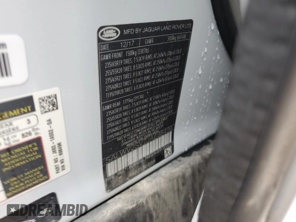 2018 Land Rover Range Rover Sport HSE Dynamic with VIN SALWV2SV7JA698496, listed as a Copart auction lot 54255505 with 116,177 mi miles and Clean Title. Bid and sale history available at carsss.com. Image 12.