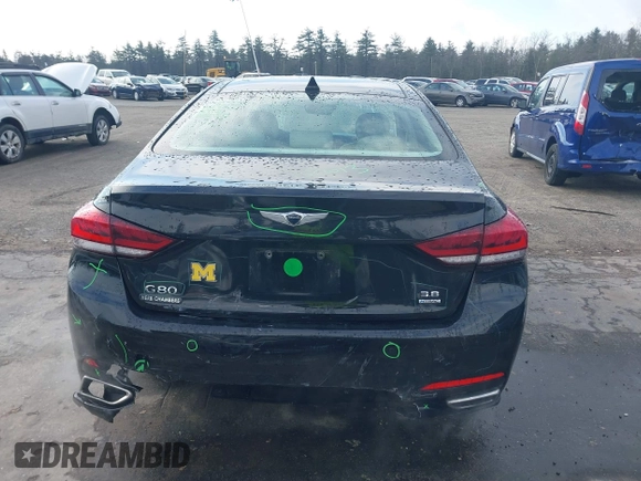 2018 Genesis G80 3.8L with VIN KMHGN4JE0JU246022, listed as a IAAI auction lot 41855219 with 106,277 mi miles. Bid and sale history available at carsss.com. Image 16.