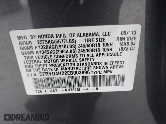 2014 Acura MDX with VIN 5FRYD4H22EB003896, listed as a IAAI auction lot 42014850 with 159,012 mi miles. Bid and sale history available at carsss.com. Image 9.