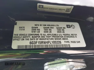 2015 Chevrolet SS with VIN 6G3F15RW4FL105226, listed as a IAAI auction lot 41970255 with 51,007 mi miles. Bid and sale history available at carsss.com. Image 9.
