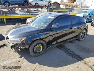2020 Hyundai Veloster Turbo with VIN KMHTH6AB6LU024403, listed as a Copart auction lot 46069075 with 128,478 mi miles and Salvage Title. Bid and sale history available at carsss.com. Image 1.