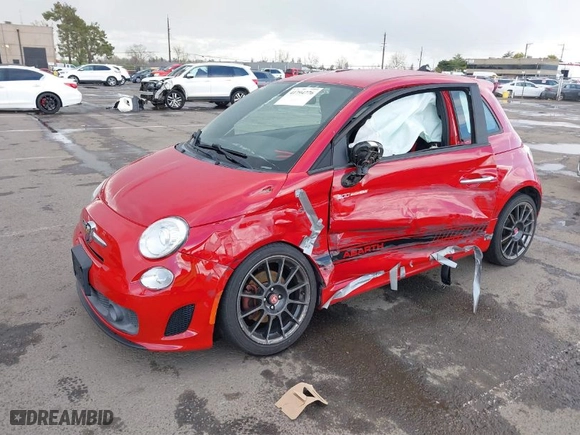 2015 FIAT 500 Abarth with VIN 3C3CFFFH1FT663315, listed as a IAAI auction lot 41794776 with 76,214 mi miles. Bid and sale history available at carsss.com. Image 2.