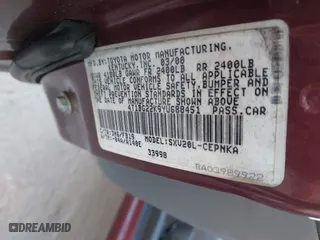 2000 Toyota Camry CE with VIN 4T1BG22K9YU688451, listed as a IAAI auction lot 42066777 with 210,221 mi miles. Bid and sale history available at carsss.com. Image 9.