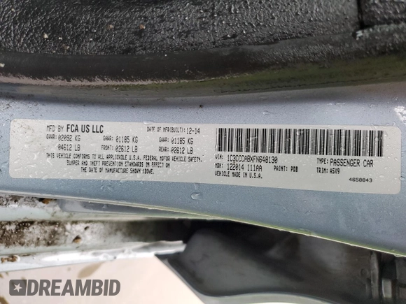 2015 Chrysler 200 Limited with VIN 1C3CCCABXFN648130, listed as a Copart auction lot 49409565 with 86,286 mi miles and Salvage Title. Bid and sale history available at carsss.com. Image 13.