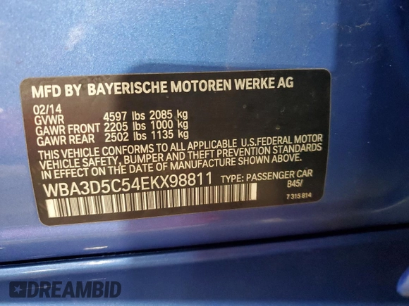2014 BMW 3 Series 328d xDrive z VIN WBA3D5C54EKX98811, wystawiony jako Copart lot #54424105 z przebiegiem 152 846 mil mil oraz Szkoda całkowita • Salvage title. Historia ofert i sprzedaży dostępna na DreamBid. Obrazek 12.