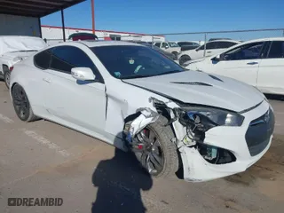 2013 Hyundai Genesis Coupe 3.8 R-Spec with VIN KMHHU6KJ2DU101504, listed as a IAAI auction lot 41469836 with 98,779 mi miles. Bid and sale history available at carsss.com. Image 1.