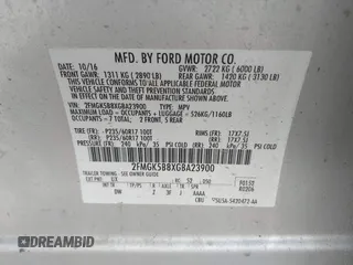 2016 Ford Flex SE z VIN 2FMGK5B8XGBA23900, wystawiony jako IAAI lot #41599714 z przebiegiem 102 961 mil mil oraz . Historia ofert i sprzedaży dostępna na DreamBid. Obrazek 9.