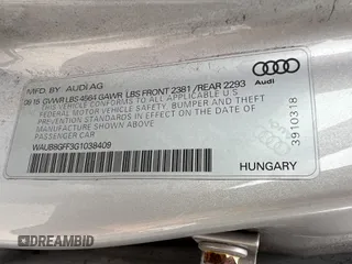 2016 Audi A3 2.0T Premium with VIN WAUB8GFF3G1038409, listed as a IAAI auction lot 42143505 with 182,222 mi miles. Bid and sale history available at carsss.com. Image 8.