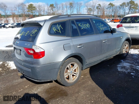 2004 BMW X3 2.5i with VIN WBXPA73454WA77734, listed as a IAAI auction lot 41550395 with 999,999 mi miles. Bid and sale history available at carsss.com. Image 4.