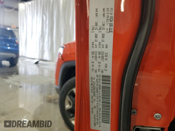 2017 Jeep Compass Trailhawk z VIN 3C4NJDDB4HT640927, wystawiony jako Copart lot #58468415 z przebiegiem 112 583 mil mil oraz Szkoda całkowita • Salvage title. Historia ofert i sprzedaży dostępna na DreamBid. Obrazek 13.