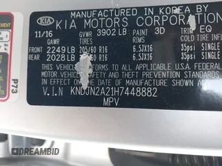 2017 Kia Soul with VIN KNDJN2A21H7448882, listed as a IAAI auction lot 41956853 with 60,767 mi miles. Bid and sale history available at carsss.com. Image 9.