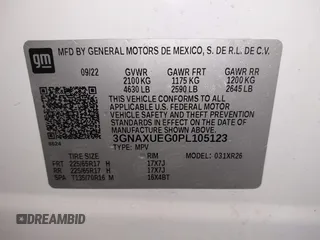 2023 Chevrolet Equinox LT with VIN 3GNAXUEG0PL105123, listed as a IAAI auction lot 42465118 with 10,530 mi miles and . Bid and sale history available at DreamBid. Image 9.