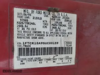 1995 Ford Ranger Splash with VIN 1FTCR10A9SUC00159, listed as a Copart auction lot 88909235 with 133,184 mi miles and Salvage Title. Bid and sale history available at carsss.com. Image 13.