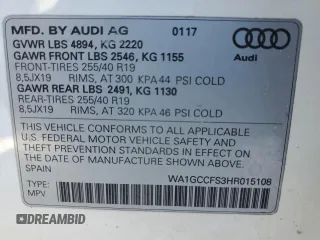 2017 Audi Q3 Prestige with VIN WA1GCCFS3HR015108, listed as a Copart auction lot 44623585 with 65,720 mi miles and Salvage Title. Bid and sale history available at carsss.com. Image 12.