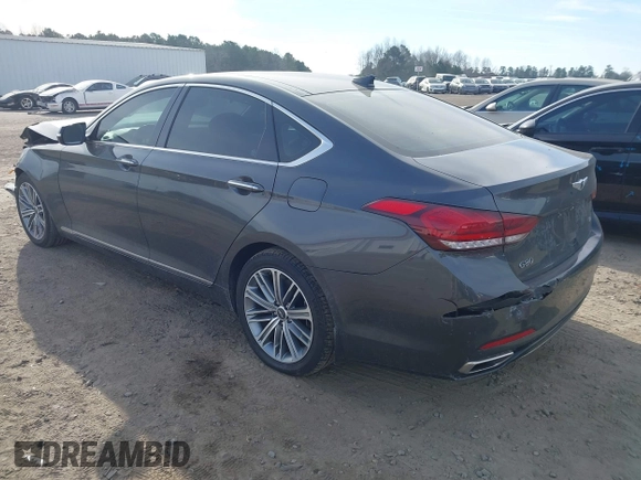 2018 Genesis G80 3.8L with VIN KMHGN4JE3JU230140, listed as a IAAI auction lot 41699214 with 35,864 mi miles. Bid and sale history available at carsss.com. Image 3.