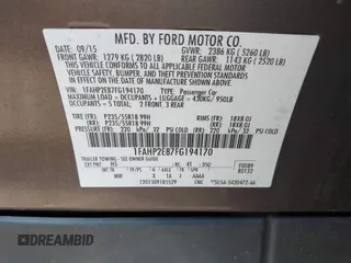 2015 Ford Taurus SEL with VIN 1FAHP2E87FG194170, listed as a IAAI auction lot 42184749 with 222,609 mi miles and . Bid and sale history available at carsss.com. Image 9.