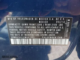 2014 Volkswagen Jetta Sedan SE with VIN 3VWD07AJ1EM441493, listed as a IAAI auction lot 41969564 with 110,632 mi miles. Bid and sale history available at carsss.com. Image 9.