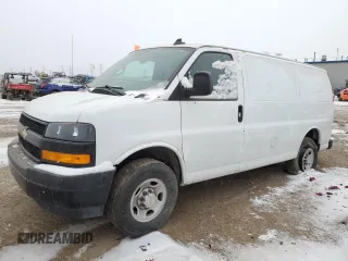 2023 Chevrolet Express Cargo Van with VIN 1GCWGAFP4P1202005, listed as a Copart auction lot 87270484 with 24,301 mi miles and Salvage Title. Bid and sale history available at carsss.com. Image 1.