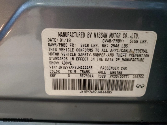 2018 Infiniti Q50 3.0t SPORT with VIN JN1EV7AR7JM444485, listed as a Copart auction lot 51167575 with NaN miles and Salvage Title. Bid and sale history available at carsss.com. Image 13.