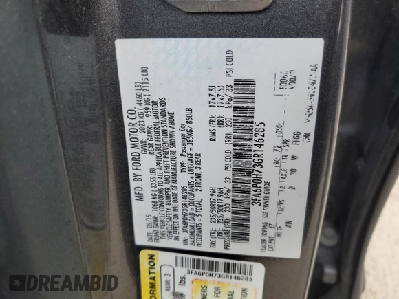 2016 Ford Fusion SE with VIN 3FA6P0H73GR146285, listed as a Copart auction lot 47891185 with 136,813 mi miles and Salvage title. Bid and sale history available at DreamBid. Image 12.