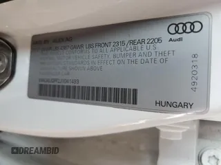 2018 Audi A3 Sedan Premium with VIN WAUAUGFF2J1041493, listed as a Copart auction lot 52236515 with 58,893 mi miles and Salvage Title. Bid and sale history available at carsss.com. Image 14.