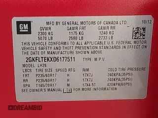 2013 GMC Terrain SLE with VIN 2GKFLTEKXD6177511, listed as a IAAI auction lot 42054215 with 129,697 mi miles. Bid and sale history available at carsss.com. Image 9.
