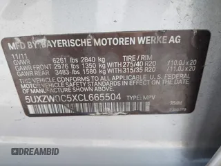 2012 BMW X5 35d z VIN 5UXZW0C5XCL665504, wystawiony jako IAAI lot #41835285 z przebiegiem 134 245 mil mil oraz . Historia ofert i sprzedaży dostępna na DreamBid. Obrazek 9.
