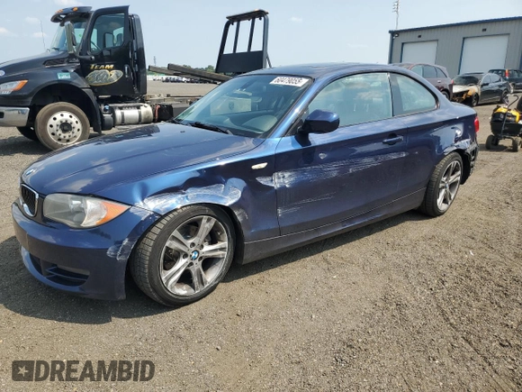 2011 BMW 1 Series 128i with VIN WBAUP7C57BVP21318, listed as a Copart auction lot 60479055 with 102,151 mi miles and Salvage title. Bid and sale history available at DreamBid. Image 1.
