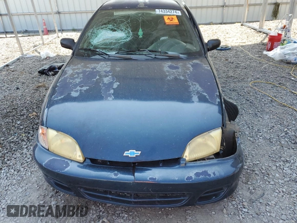 2002 Chevrolet Cavalier with VIN 1G1JC524627165174, listed as a Copart auction lot 74334274 with 0 mi miles and Salvage Title. Bid and sale history available at carsss.com. Image 5.