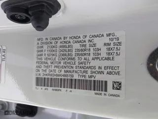 2019 Honda CR-V EX-L with VIN 2HKRW2H84KH665159, listed as a IAAI auction lot 41558717 with 77,307 mi miles. Bid and sale history available at carsss.com. Image 9.