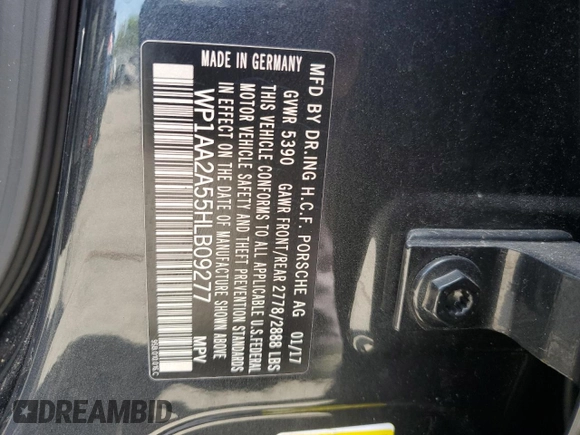 2017 Porsche Macan with VIN WP1AA2A55HLB09277, listed as a Copart auction lot 61138345 with 62,461 mi miles and Salvage title. Bid and sale history available at DreamBid. Image 13.