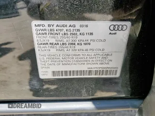 2016 Audi Q3 Prestige with VIN WA1FFCFS3GR020455, listed as a Copart auction lot 59219665 with 93,480 mi miles and Salvage title. Bid and sale history available at DreamBid. Image 12.