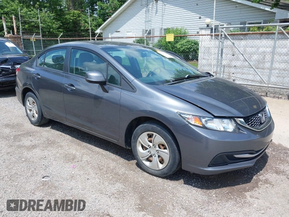 2013 Honda Civic LX with VIN 19XFB2F53DE041982, listed as a IAAI auction lot 42356828 with 127,350 mi miles and . Bid and sale history available at DreamBid. Image 1.