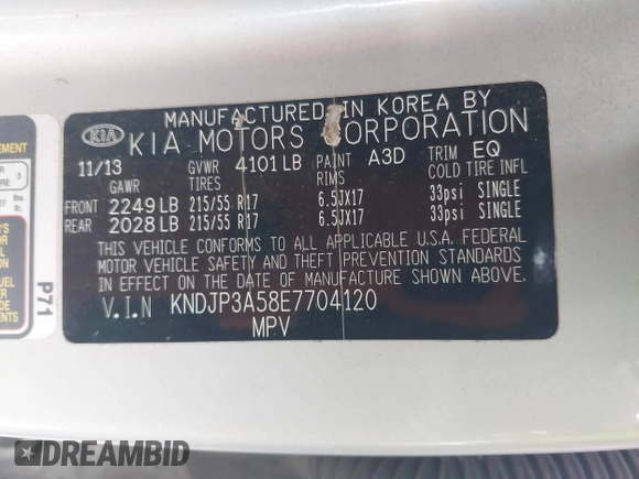 2014 Kia Soul + with VIN KNDJP3A58E7704120, listed as a IAAI auction lot 42109351 with 145,103 mi miles. Bid and sale history available at carsss.com. Image 9.