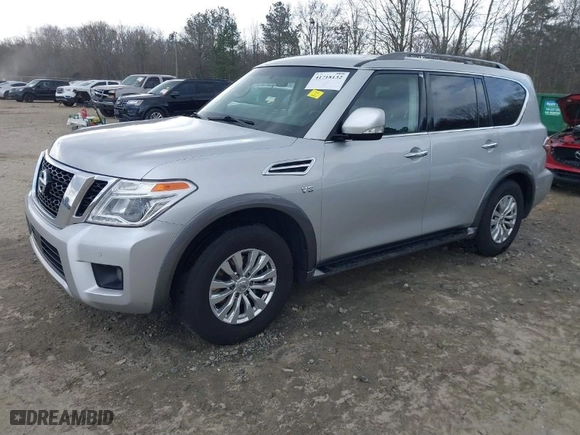 2017 Nissan Armada SV with VIN JN8AY2NC3H9505733, listed as a IAAI auction lot 41718132 with 148,084 mi miles. Bid and sale history available at carsss.com. Image 2.